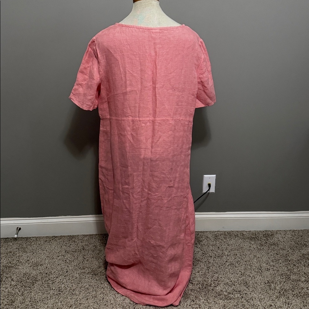NWT!! Eileen Fisher - Textured Irish Linen Maxi Dress - Pink - Size Large - Picture 6 of 11